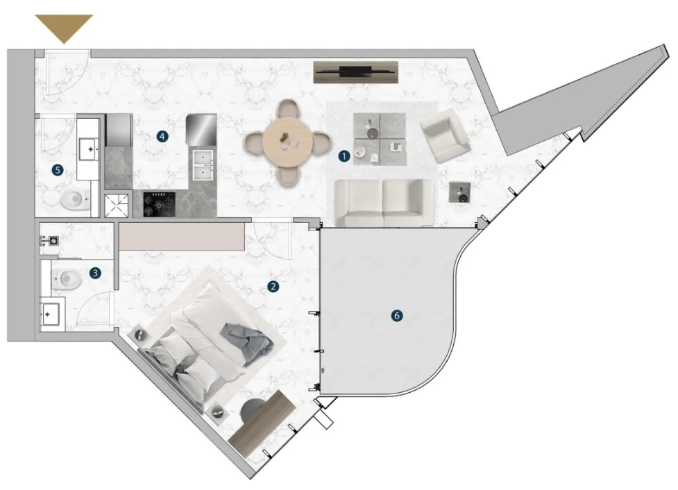 1 BR layout at Franck Muller Vanguard