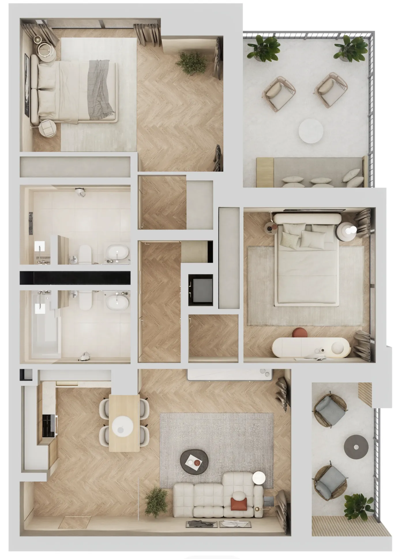 2 BR layout at Arisha Terraces