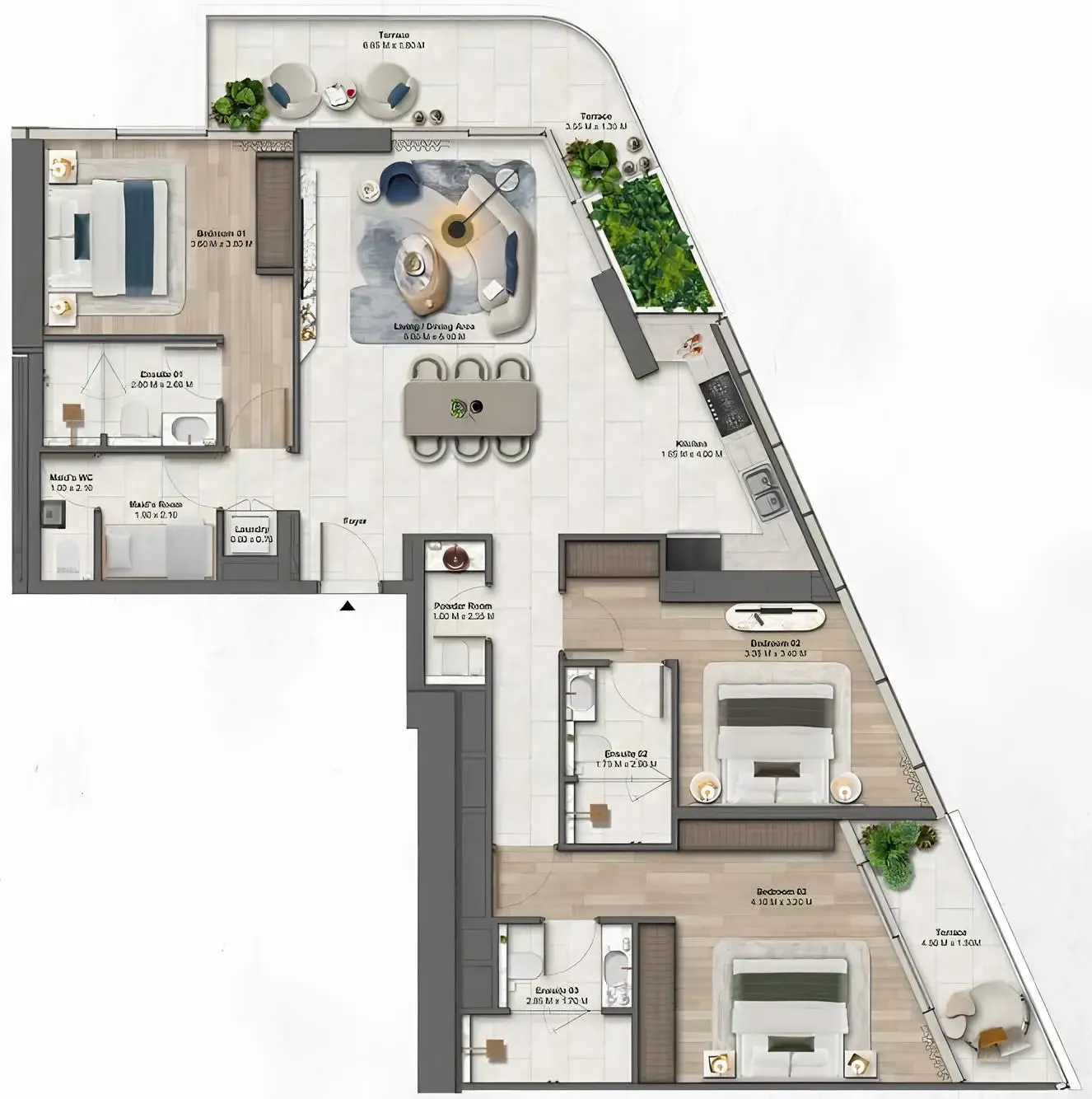 3 BR layout at Soulever by Beyond