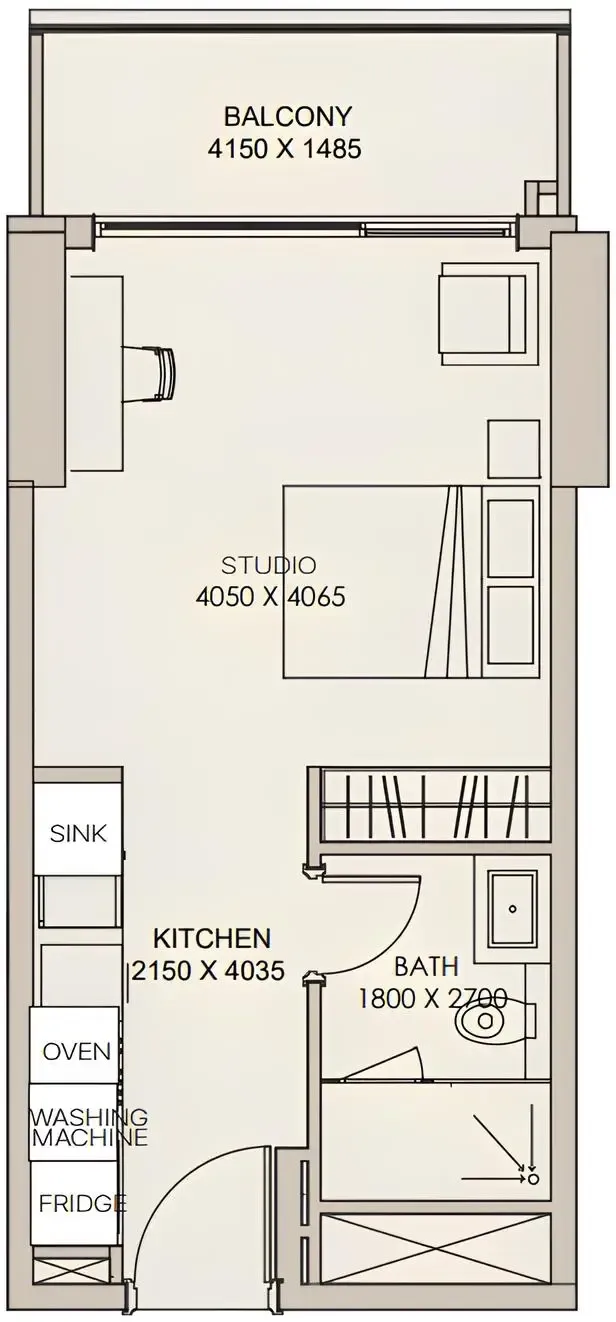 0 BR layout at Nirvana Residences 1