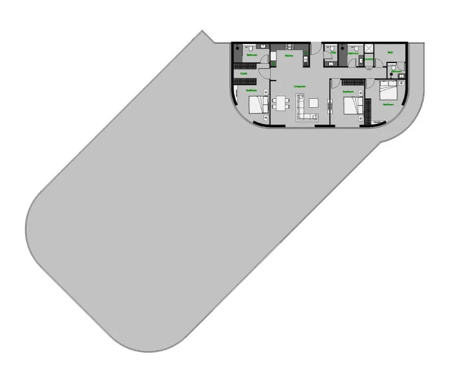 3 BR layout at The Central Downtown