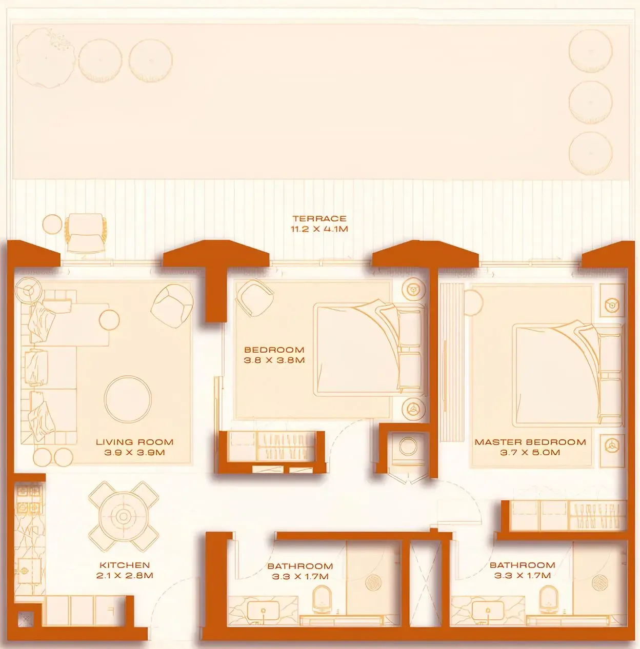 2 BR layout at Avenew 888 - Loom