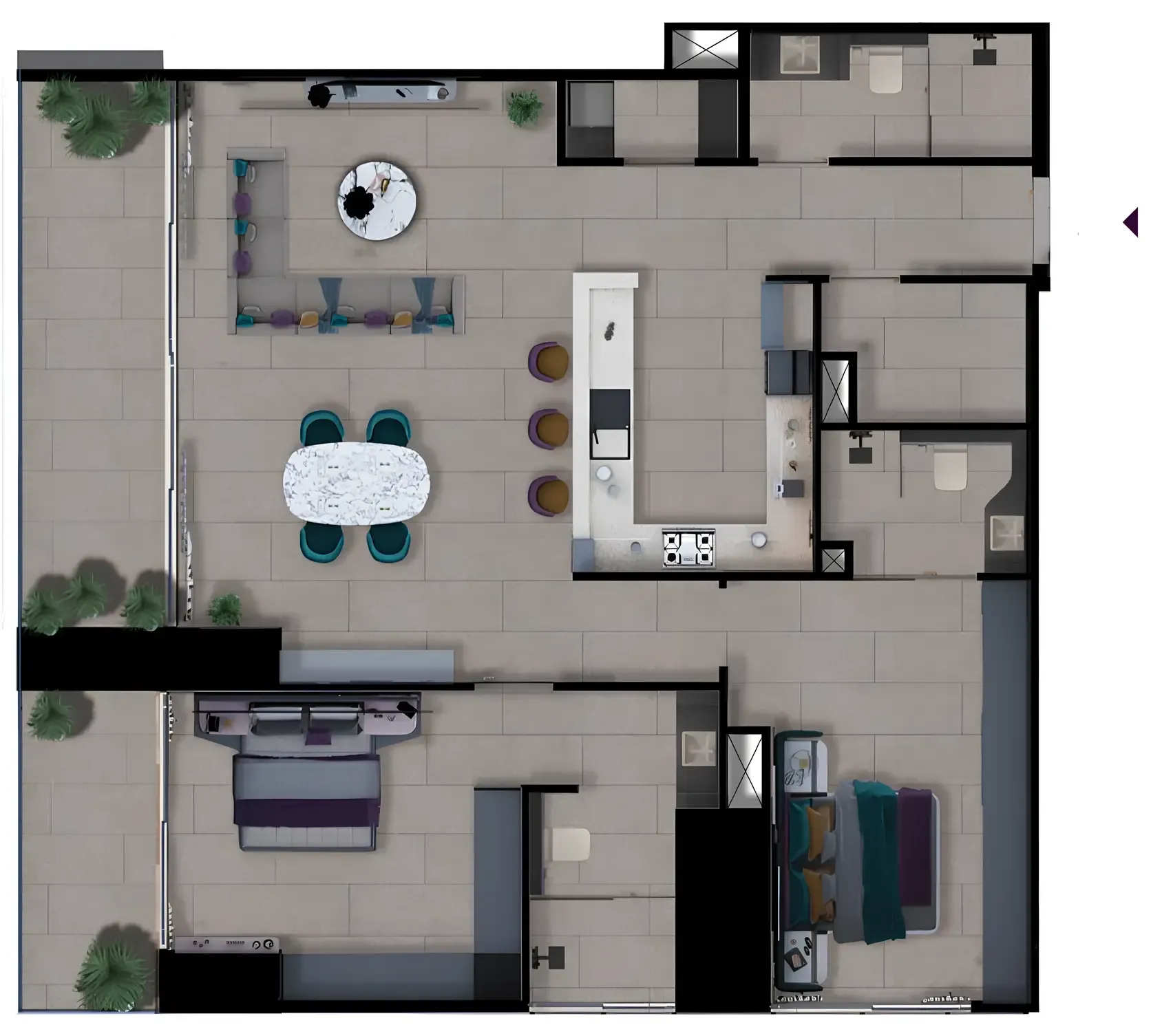 2 BR layout at MBL Signature