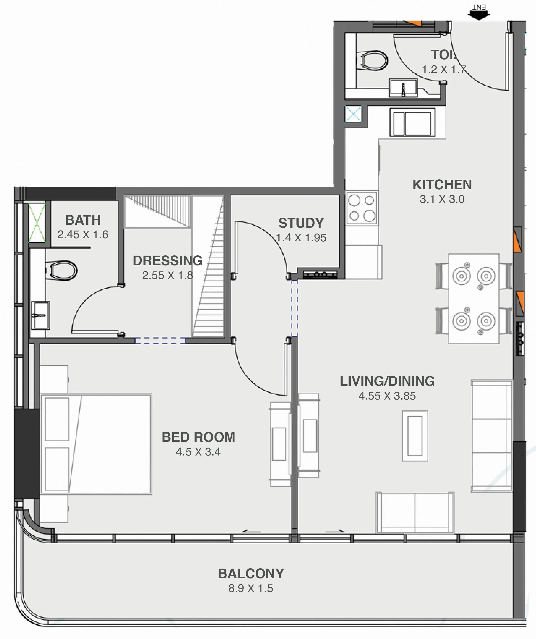 1 BR layout at Floarea Oasis