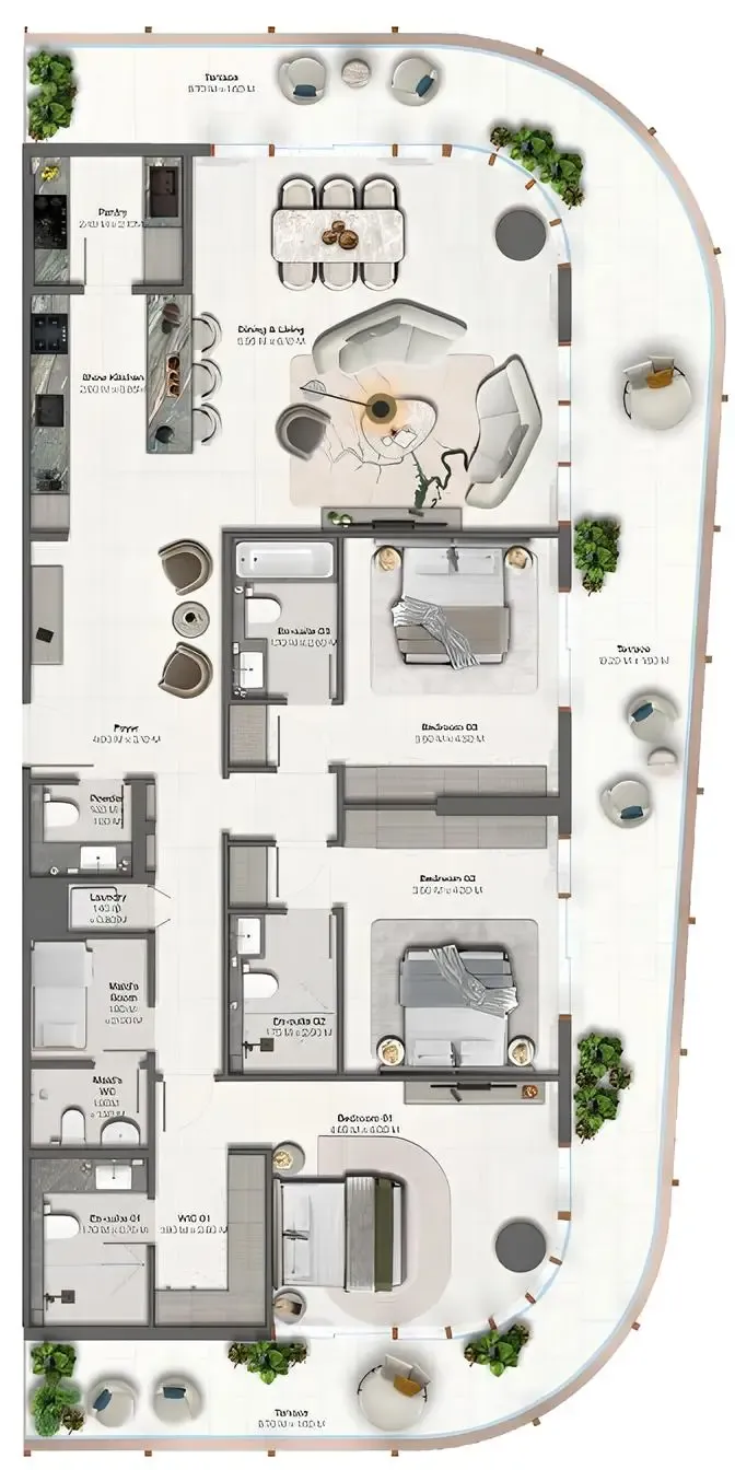 3 BR layout at Hado by Beyond