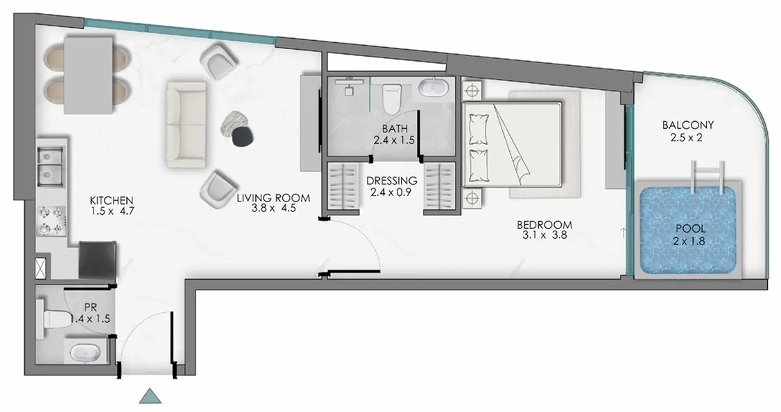 1 BR layout at Samana Sky Views