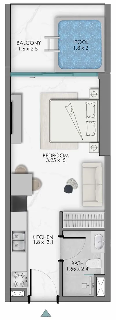 0 BR layout at Samana Sky Views