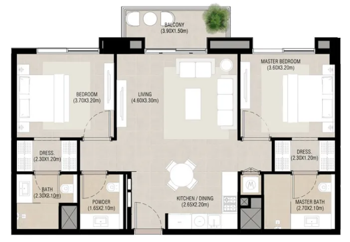 2 BR layout at Camden