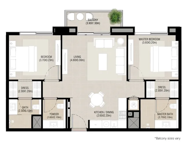 2 BR layout at Camden