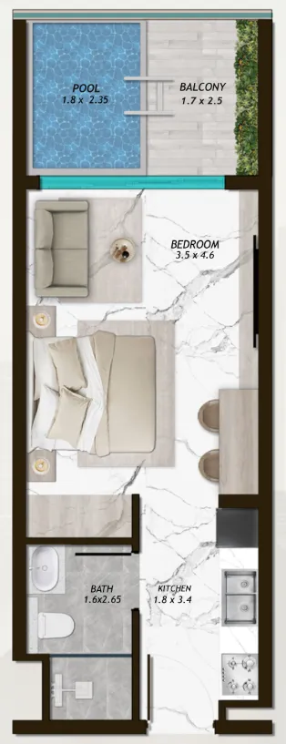 0 BR layout at Samana Parkville