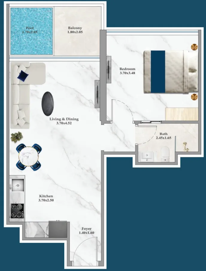 0 BR layout at Timez