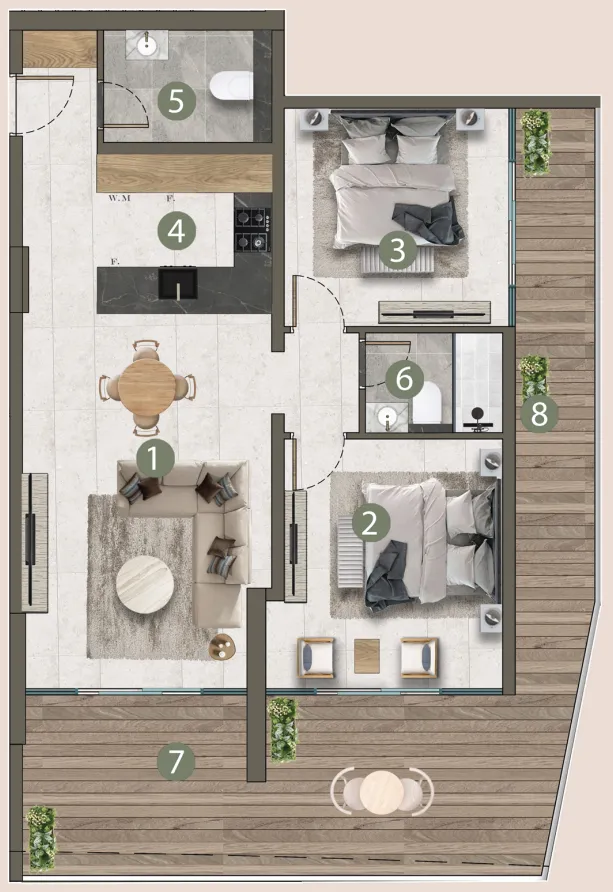 2 BR layout at Lilian Residences