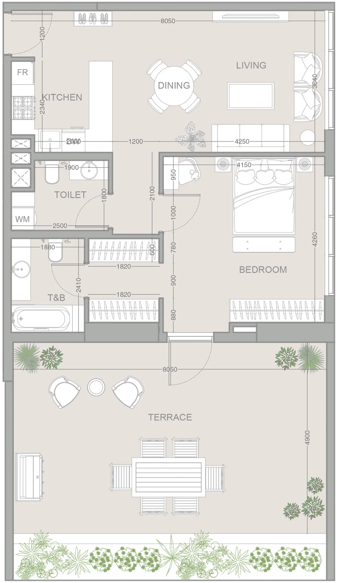 1 BR layout at V1STARA House