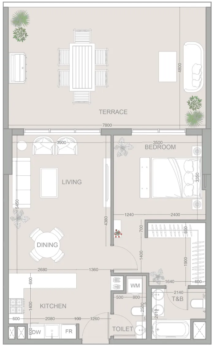 1 BR layout at V1STARA House