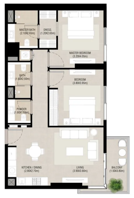 2 BR layout at Camden