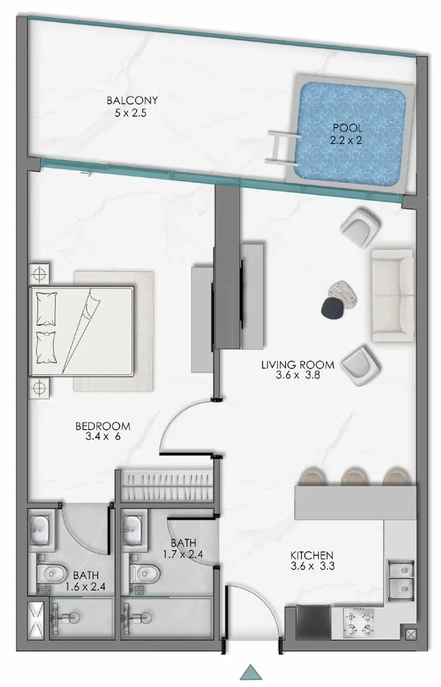 1 BR layout at Samana Sky Views