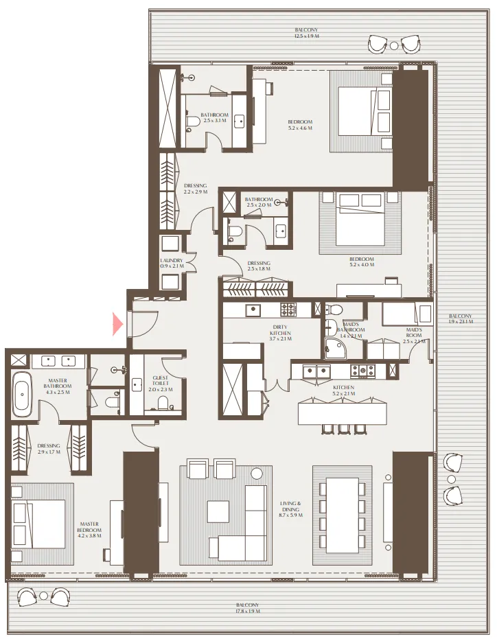 3 BR layout at Akala Residences