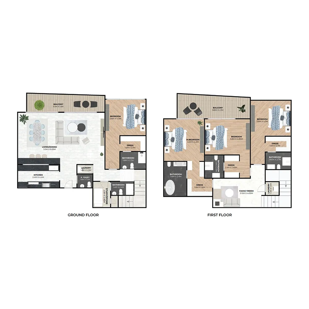 4 BR layout at Hatimi Residences