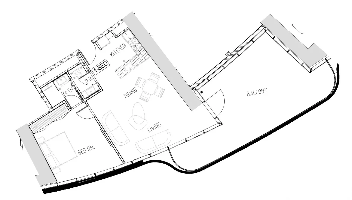1 BR layout at Damac Bay