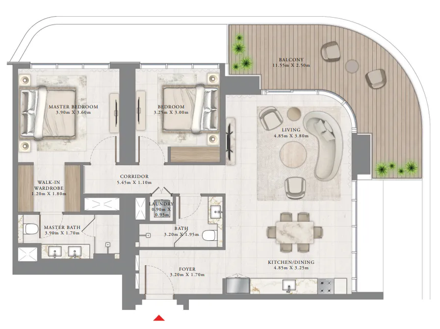 2 BR layout at Seapoint