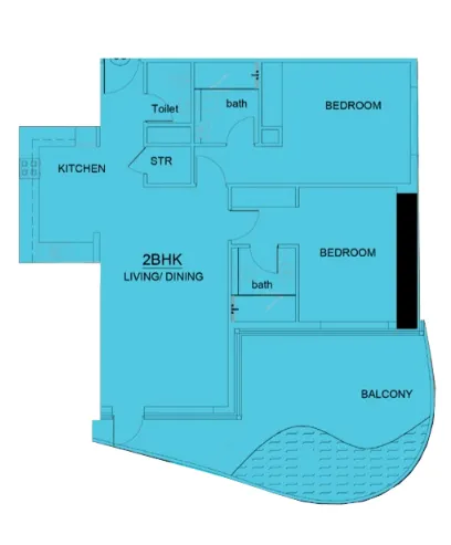 2 BR layout at Volga Tower