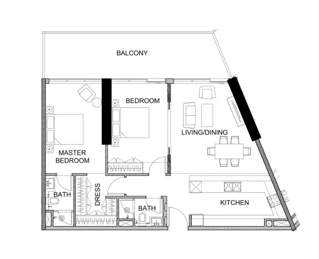 2 BR layout at Golf Greens