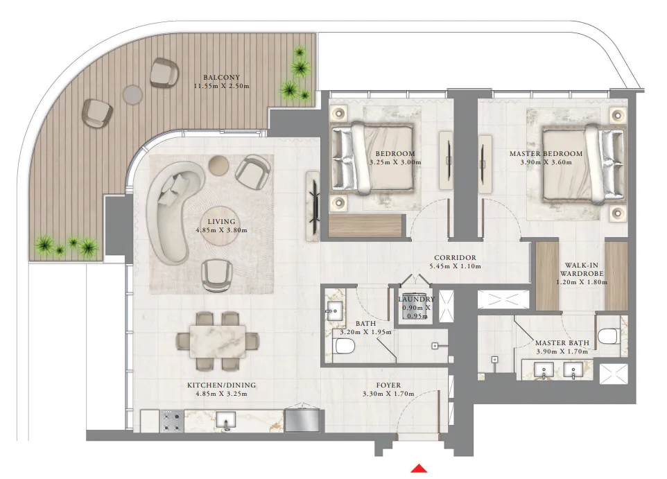 2 BR layout at Bayview by Address Resorts