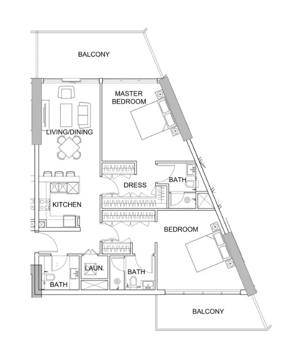 2 BR layout at Golf Greens