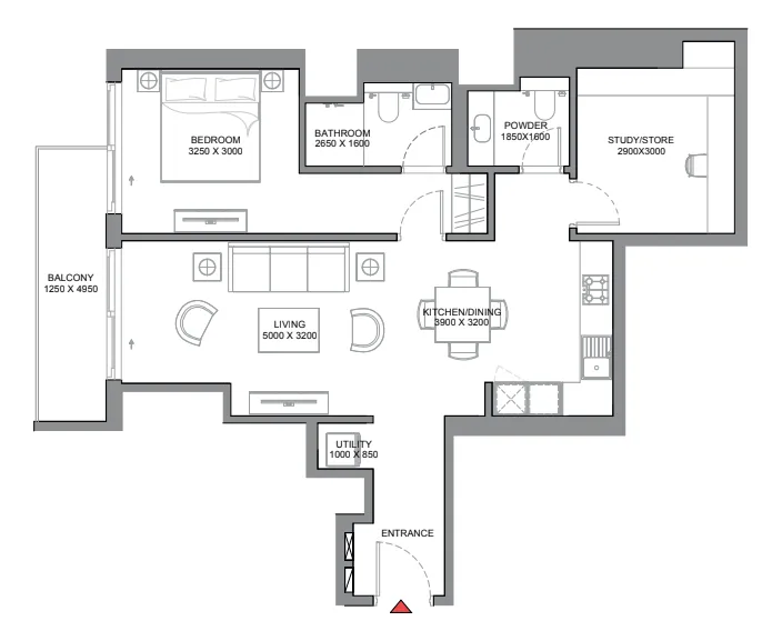 1 BR layout at 340 Riverside Crescent