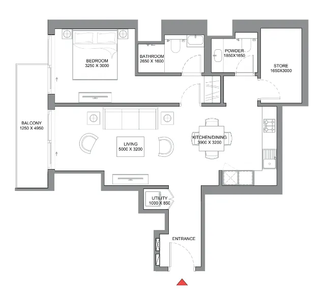 1 BR layout at 340 Riverside Crescent