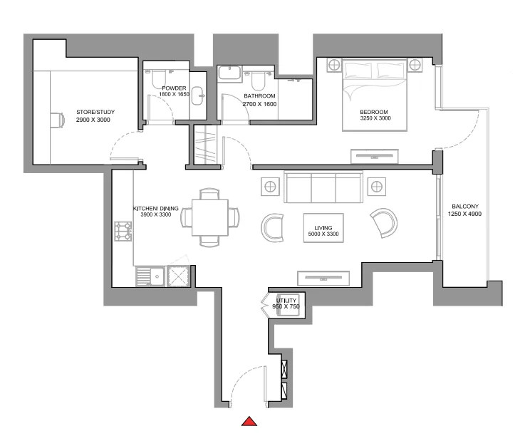 1 BR layout at 330 Riverside Crescent
