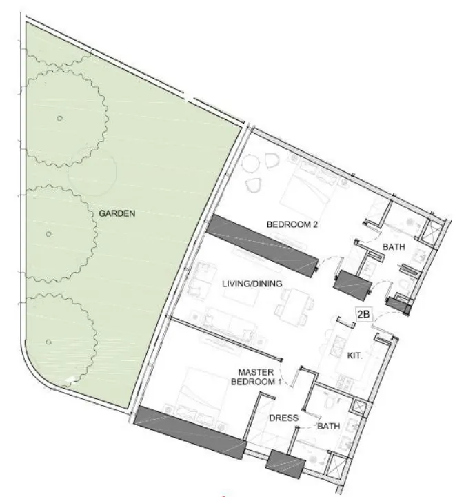Safa One de Grisogono 2 BR floor plan - Safa Park, Dubai - by DAMAC