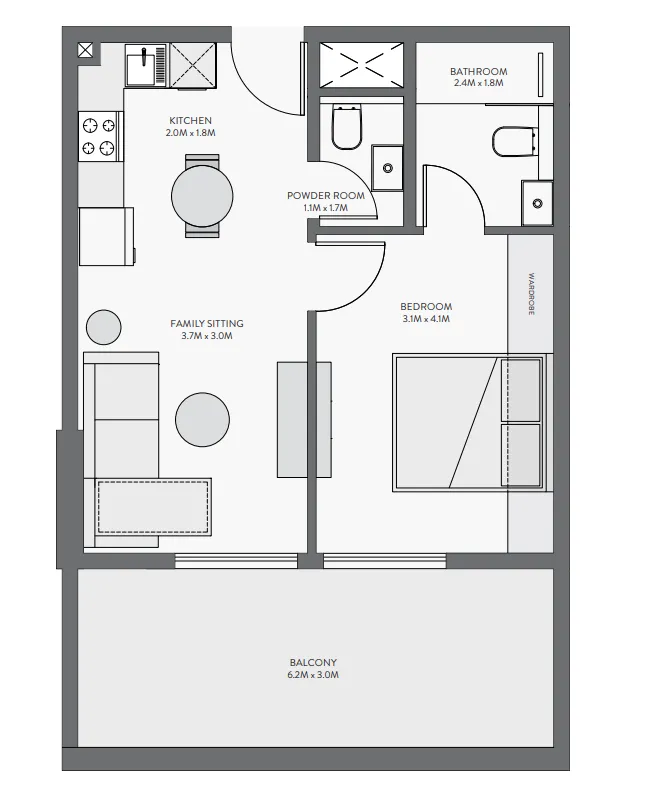 1 BR layout at Equiti Gate