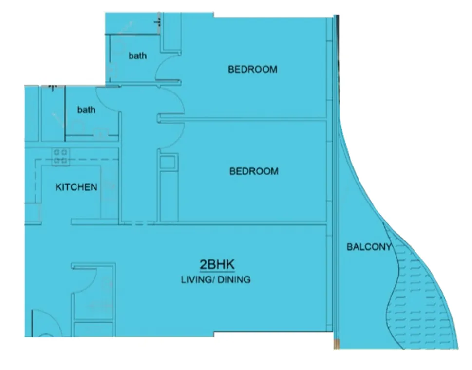 2 BR layout at Volga Tower