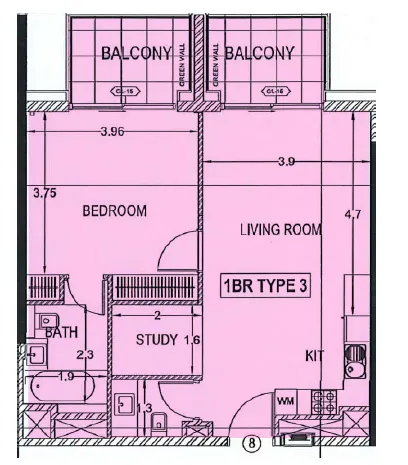 1 BR layout at Maimoon Gardens