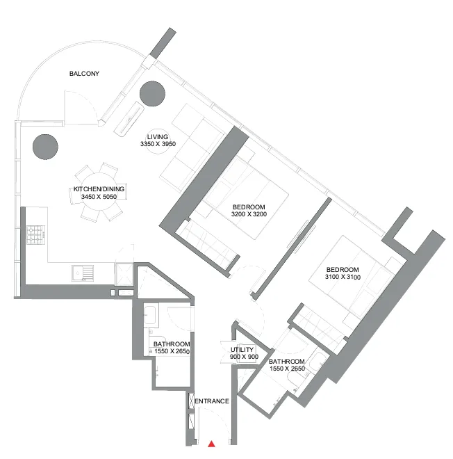 2 BR layout at Sobha Orbis