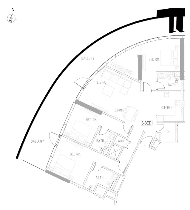 3 BR layout at Altitude de Grisogono