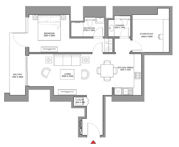 1 BR layout at 330 Riverside Crescent