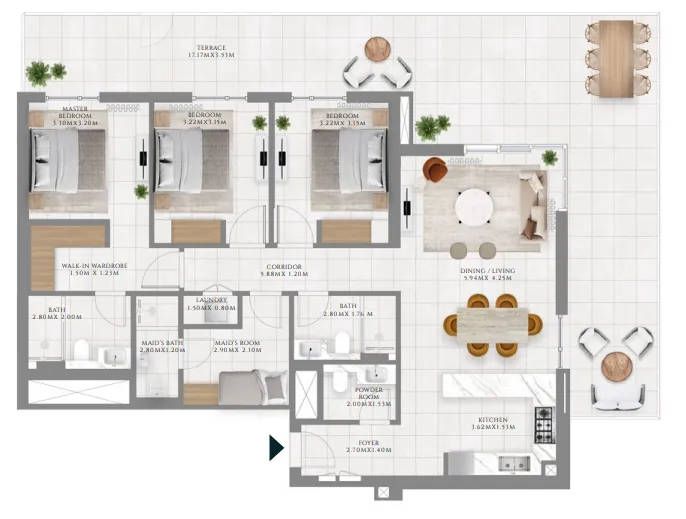3 BR layout at Park Lane