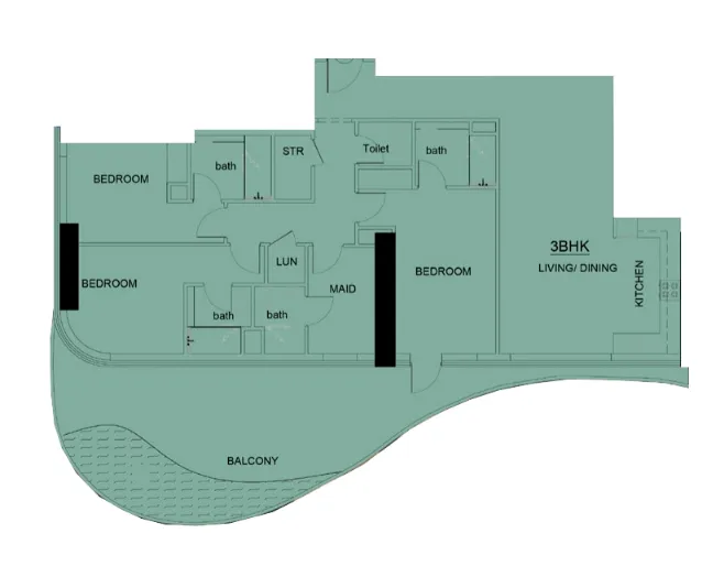 3 BR layout at Volga Tower