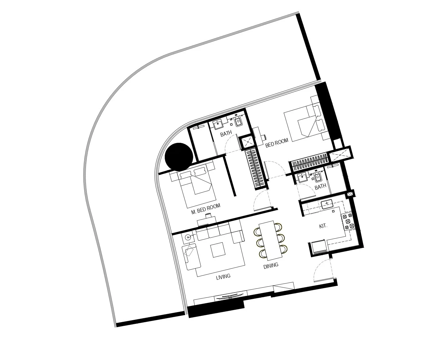 2 BR layout at Binghatti Hills