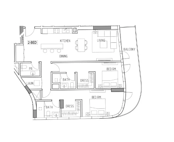 2 BR layout at Altitude de Grisogono