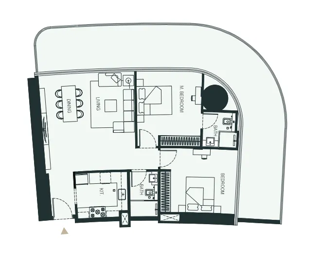 2 BR layout at Binghatti Hills