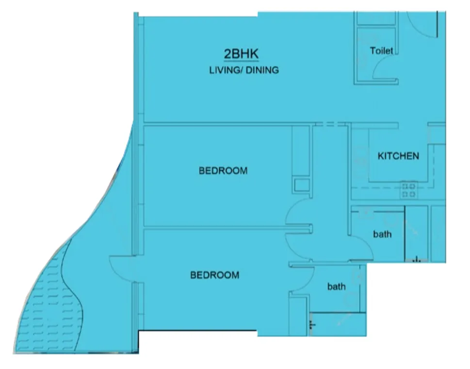 2 BR layout at Volga Tower