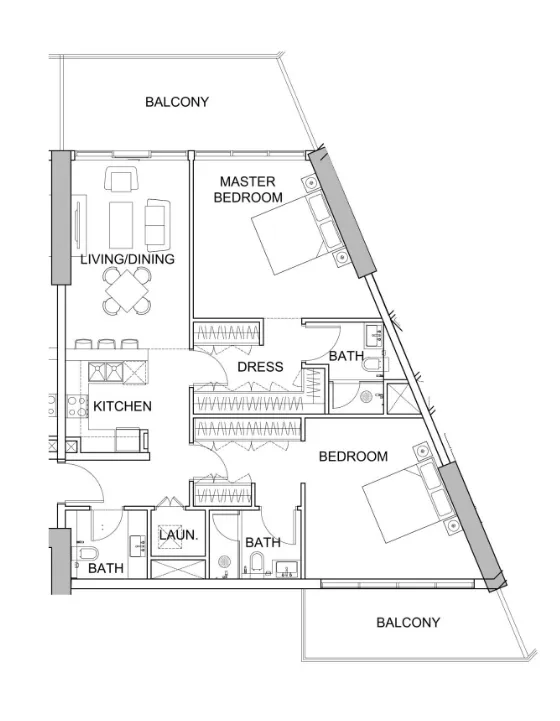 2 BR layout at Golf Greens