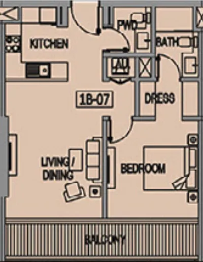 1 BR layout at Jade Tower