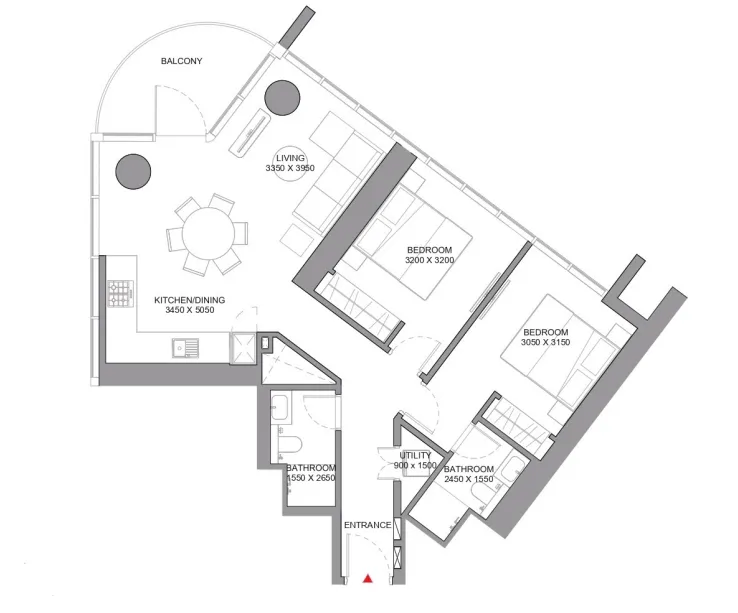 2 BR layout at Sobha Orbis