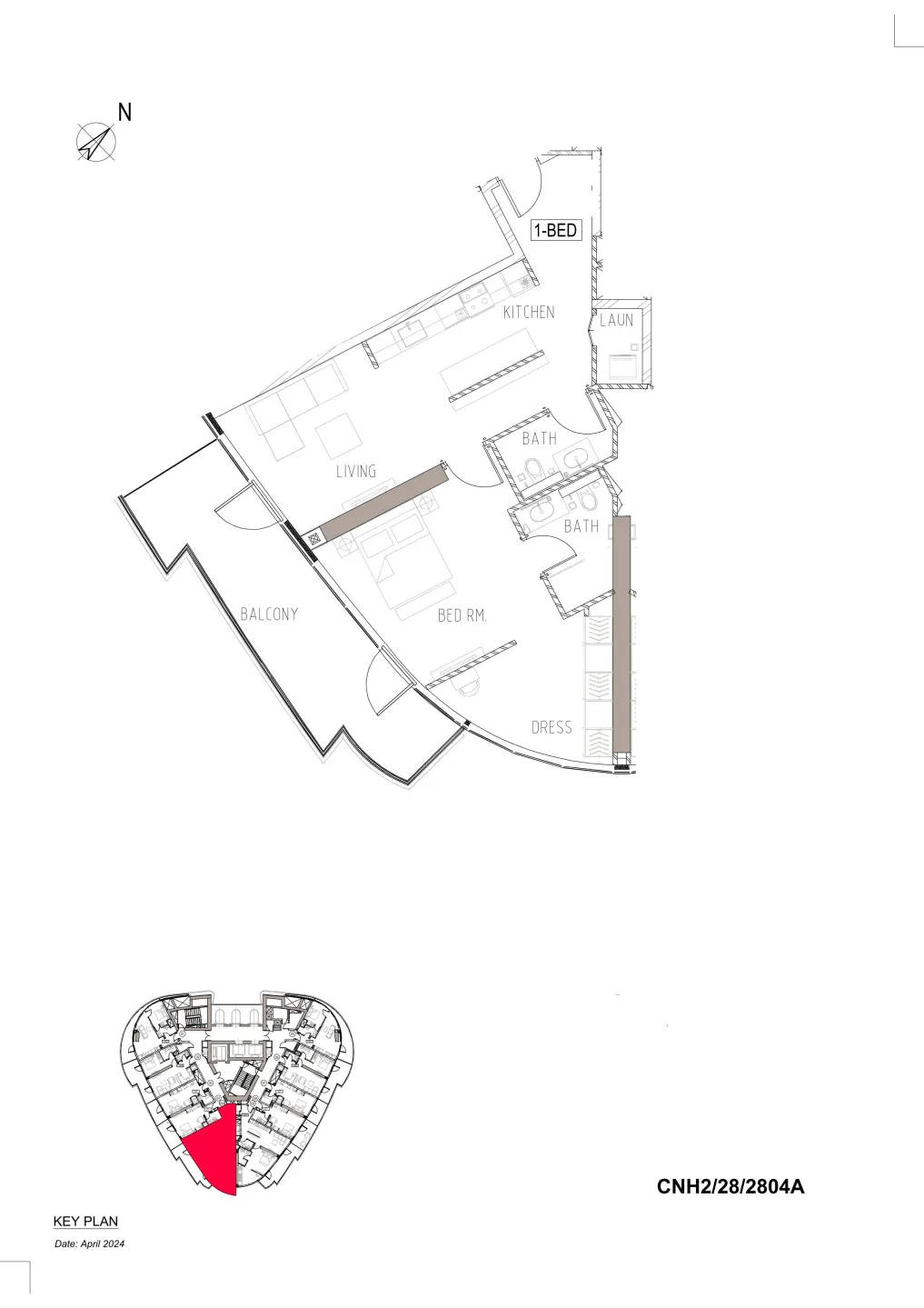 Canal Heights 1 BR floor plan in Business Bay, Dubai, by DAMAC