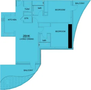 2 BR layout at Volga Tower