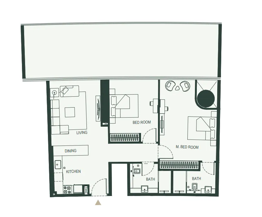 2 BR layout at Binghatti Hills